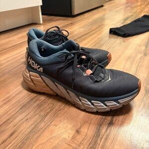 Hoka Navy and Tan Athletic Shoes